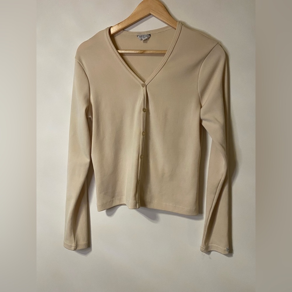 Guess- vintage cream long sleeve button up shirt